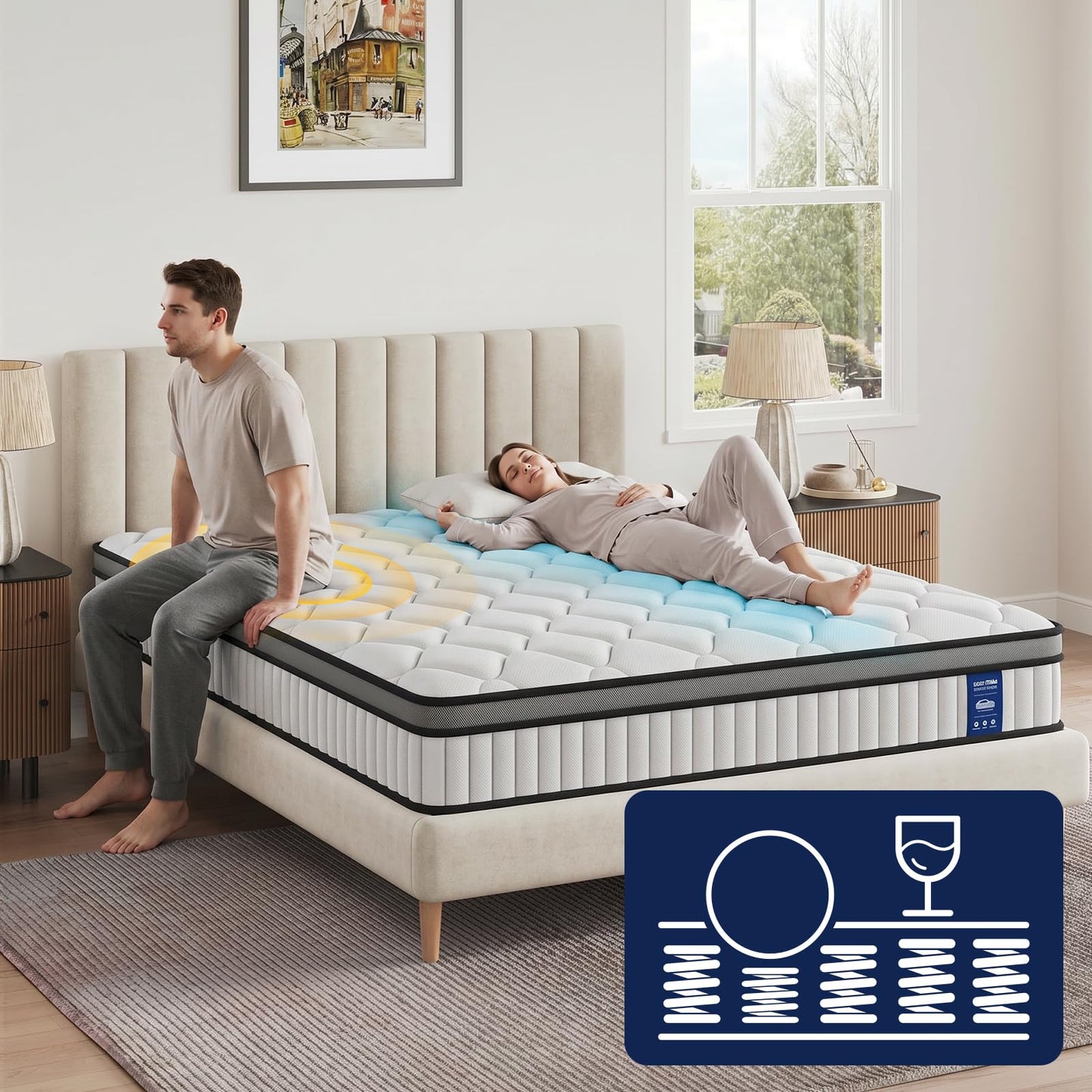 BedStory Small Double Hybrid Mattress, 22cm Pocket Sprung, 120x190cm