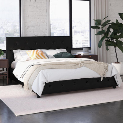 DHP Dakota Upholstered Platform Bed, Black PU Double