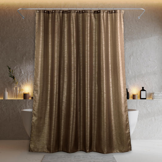 Popkozzi Chocolate Brown Glitter Shower Curtain - Sparkle Bling Shiny Metallic Shimmer for Bathroom - Anti Mould Water Repellent Washable Polyester