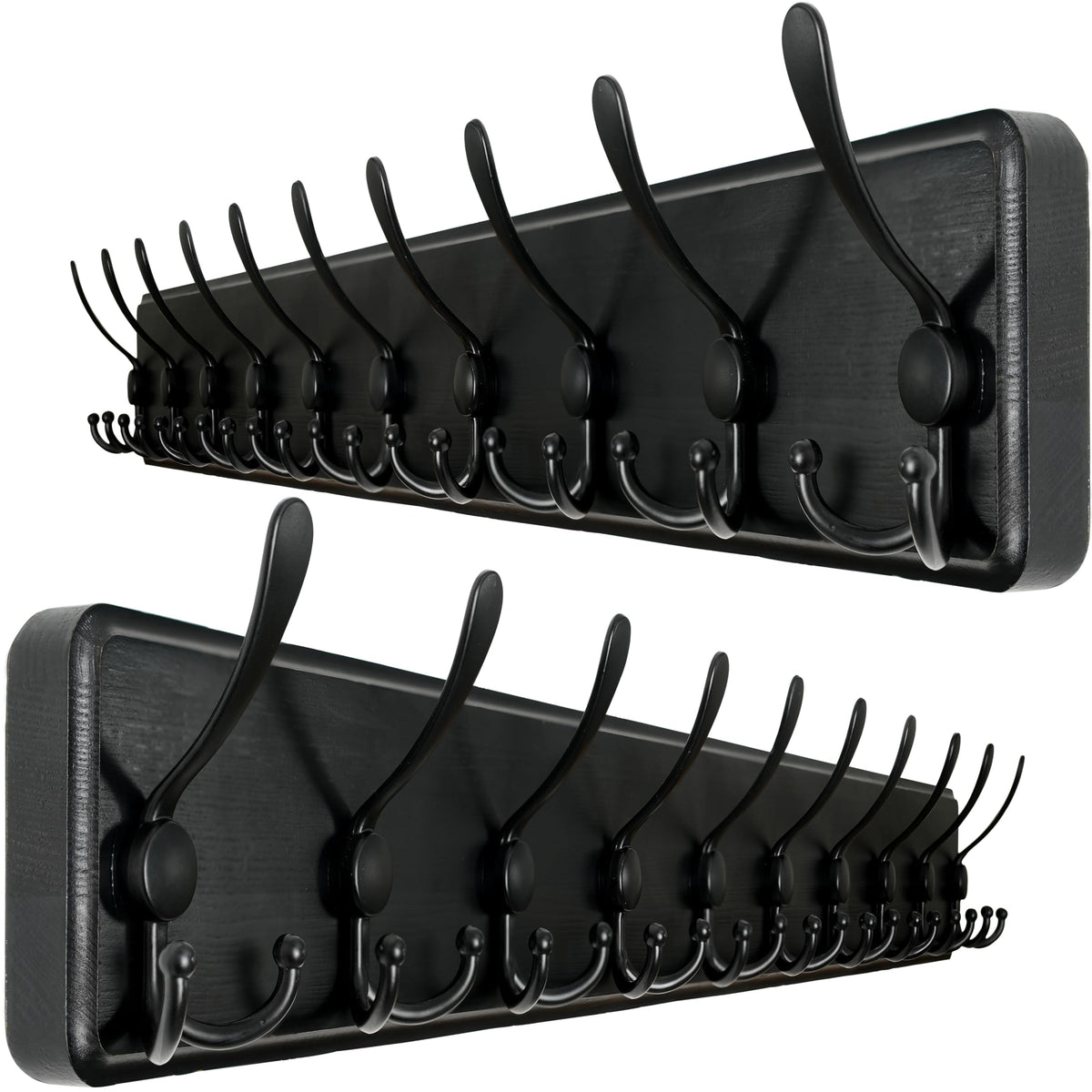 WEBI Coat Rack Wall Mounted Long, 98cm Long,10 Tri Hooks for Hanging Coats,16" Hole to Hole,Wood Coat Hooks Wall Mounted,Wall Coat Hanger,Hook Rack