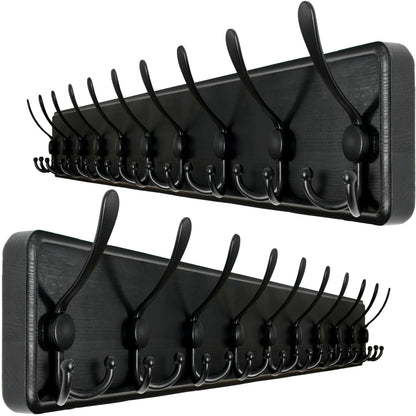 WEBI Coat Rack Wall Mounted Long, 98cm Long,10 Tri Hooks for Hanging Coats,16" Hole to Hole,Wood Coat Hooks Wall Mounted,Wall Coat Hanger,Hook Rack