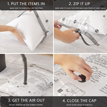 Vacuum Storage Bags 8 Large, Space Saver Bags with Travel Hand Pump, Compression Seal Bags for Clothes, Duvets