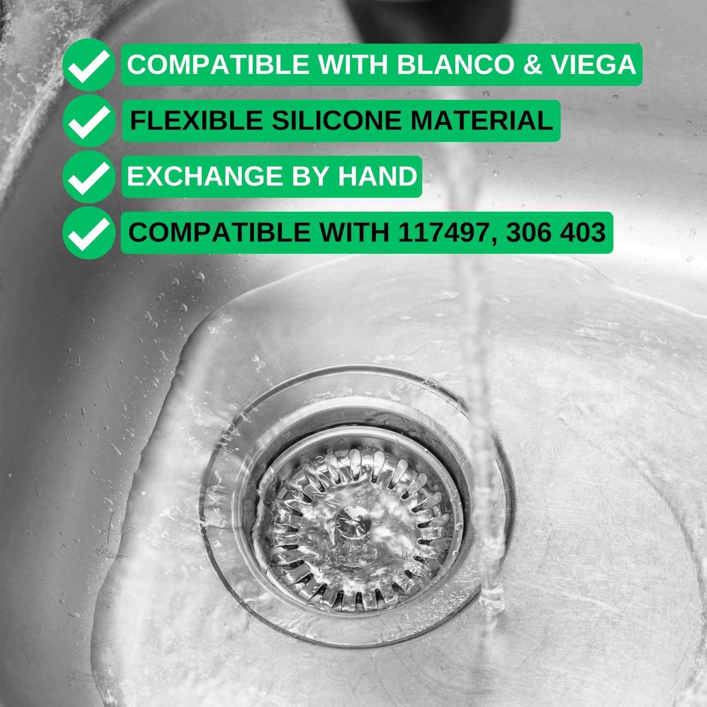 Replacement Strainer Basket Seal Set, 1 Set, Compatible with Blanco and VIEGA 306 403, 97100-93C