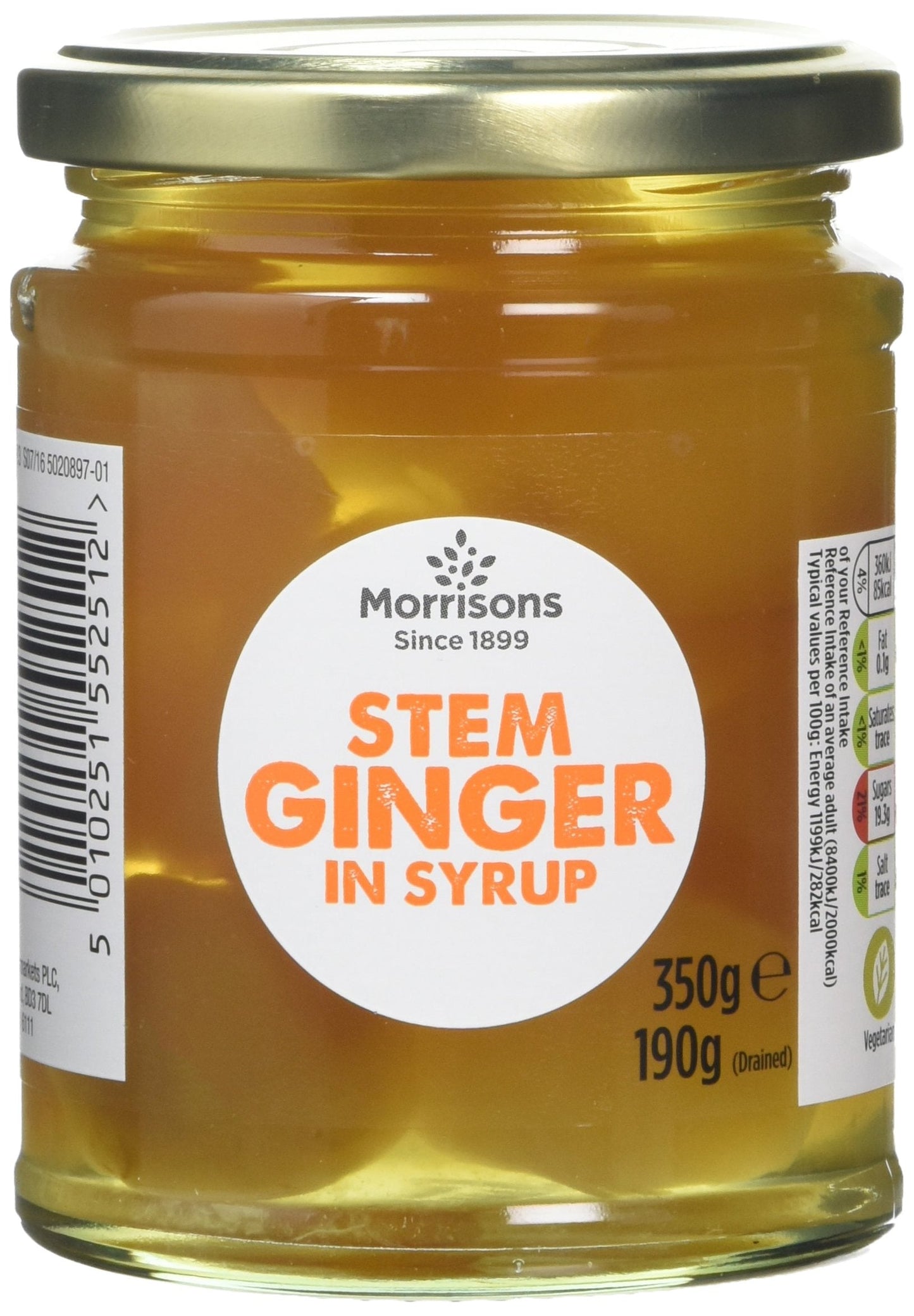 Morrisons Stem Ginger in Syrup 350 g (Pack of 6)