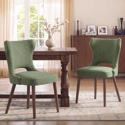 MALOL Upholstered Dining Chairs Set of 6, Dining Room Chairs with Hollow Backrest, High Back Kitchen Chairs with Solid Wood Legs, Thick Seat Cushion