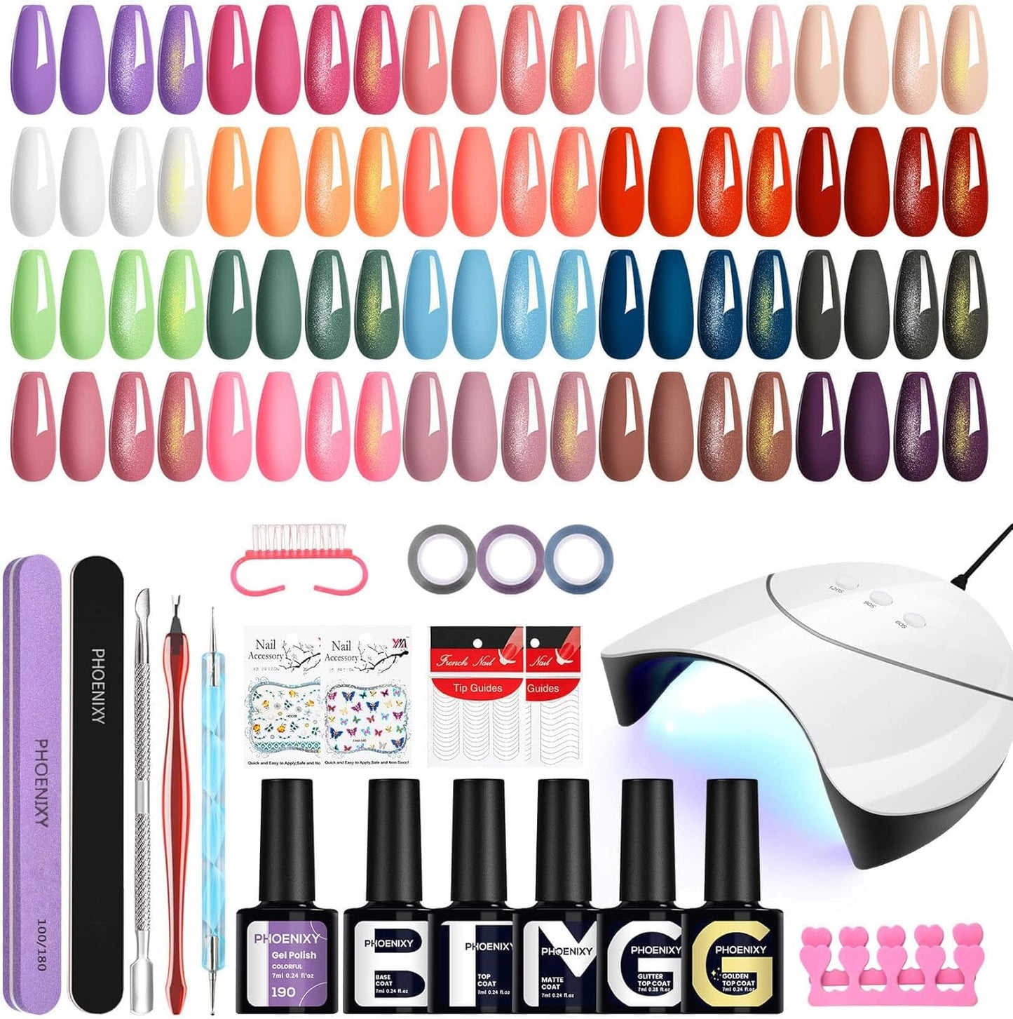 PHOENIXY 20 Colours Gel Nail Polish Set, Gel Nail Kit with 36W Manicure Lamp - ST9O22