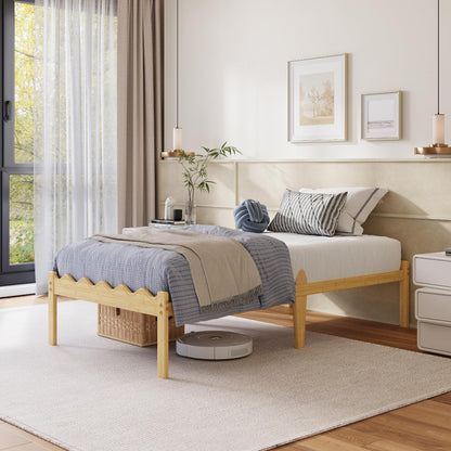 Hunlostten Wooden Single Bed Frame - Modern Bamboo Wood Style Bed Frame with Headboard and Footboard Underbed Storage Slats Support Easy to Install