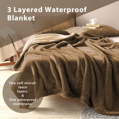 YISURE Waterproof Love Blanket for Bed Intimacy, Leakproof Squirt Blanket for Adults, Taupe Throw Blanket 80"x60" (Brown/Tan)
