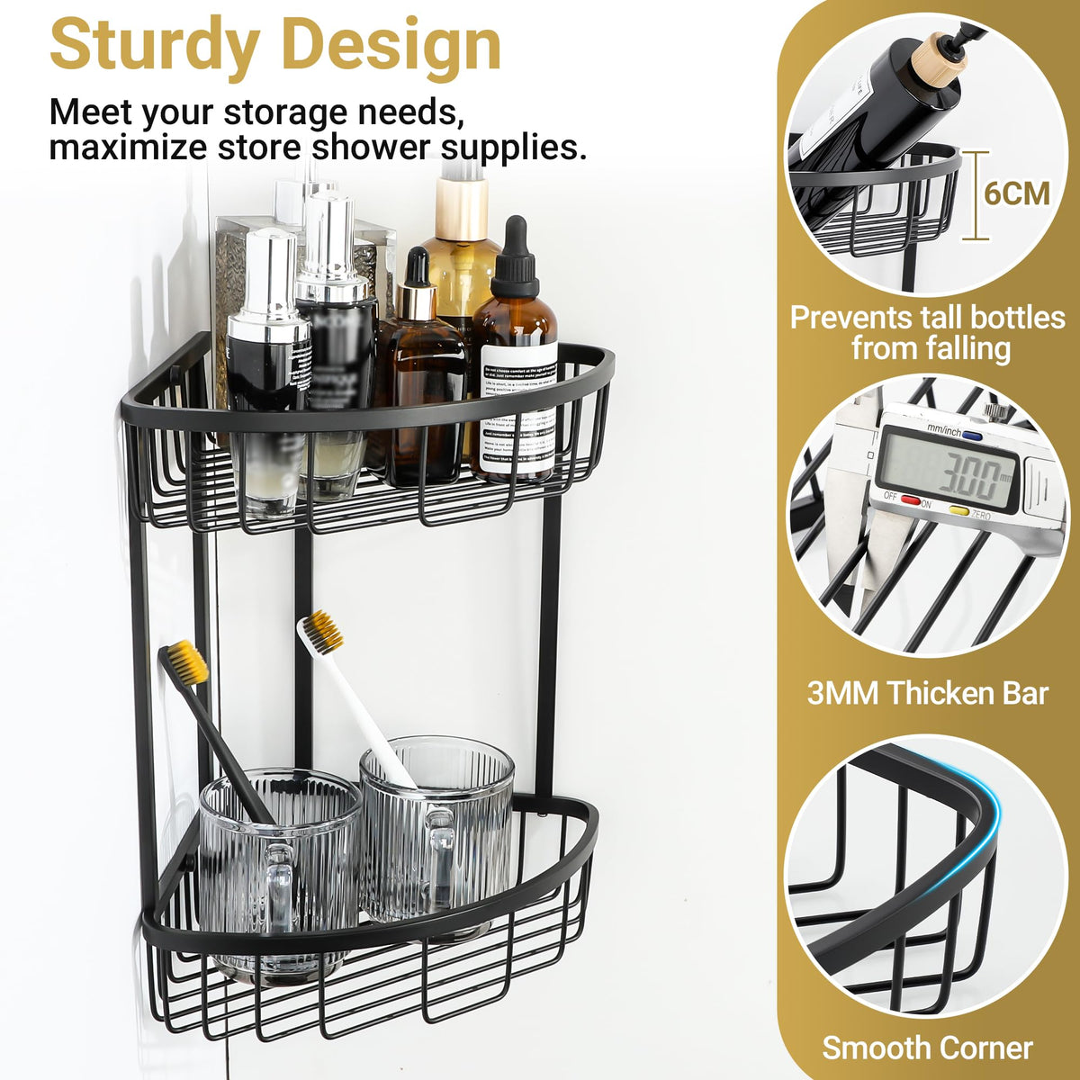 SAYAYO Corner Shower Caddy Bathroom Shower Basket SUS304 Stainless Steel