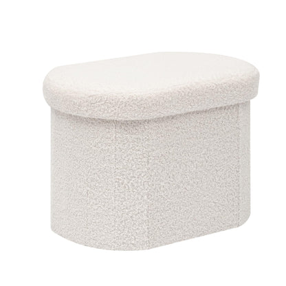 Bonlife Small Ottoman Storage Stool, Folding Boucle Footstool with Lid,41cm