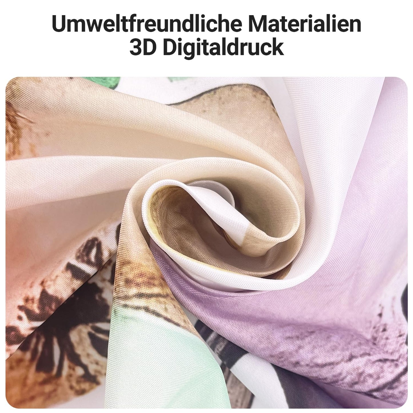 Lerores Shower Curtain 200 x 200 cm, Flowers Drawing, Anti-Mould Textile, Weighted Hem, Water-Repellent