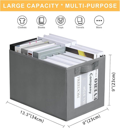 Foldable Wardrobe Storage Boxes, 3 Pack Fabric Shelf Clothes Organiser Grey