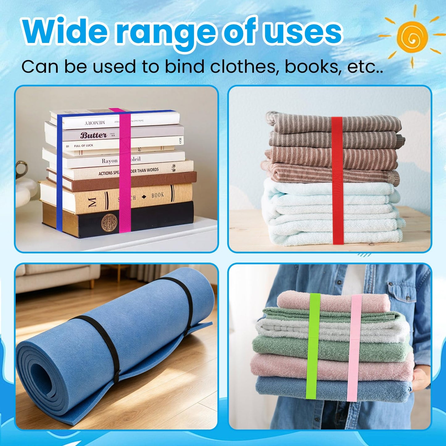 8-Pack Beach Towel Bands, Sun Lounger Towel Bands