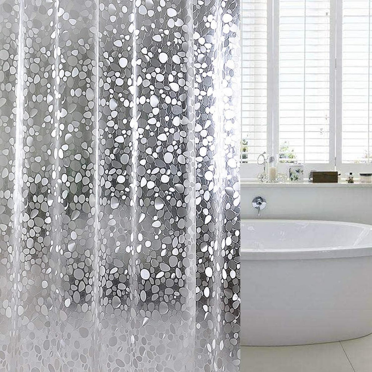 hjwanyin Shower Curtain, Long Shower Curtain Made of Mould PEVA, Stylish and Water Repellent Shower Liner for Bathroom (Cobblestone, 180 * 180cm)