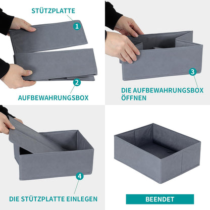 ORLISA Drawer Organiser Clothes Compatible with PAX Wardrobe 75 x 35 cm Sturdy Base, Foldable, & Robust, Set of 3, Grey