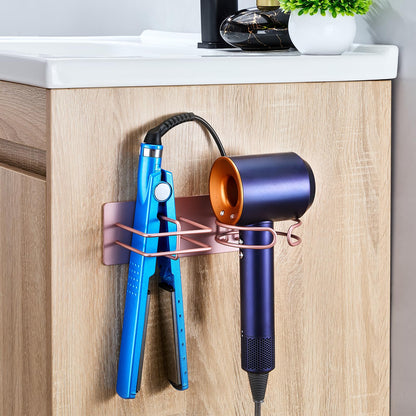 XILIMEN Hair Dryer and Straightener Holder Wall Mounted, Self Adhesive Metal Blow Dryer and Flat Iron Curler Storage Organiser Stand for Dressing