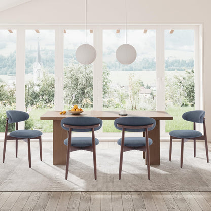 COLAMY Modern Dining Chairs Set with Wooden Legs – Upholstered Fabric Dining Room Chairs with Curved Backrest, Soft Cushion Seat