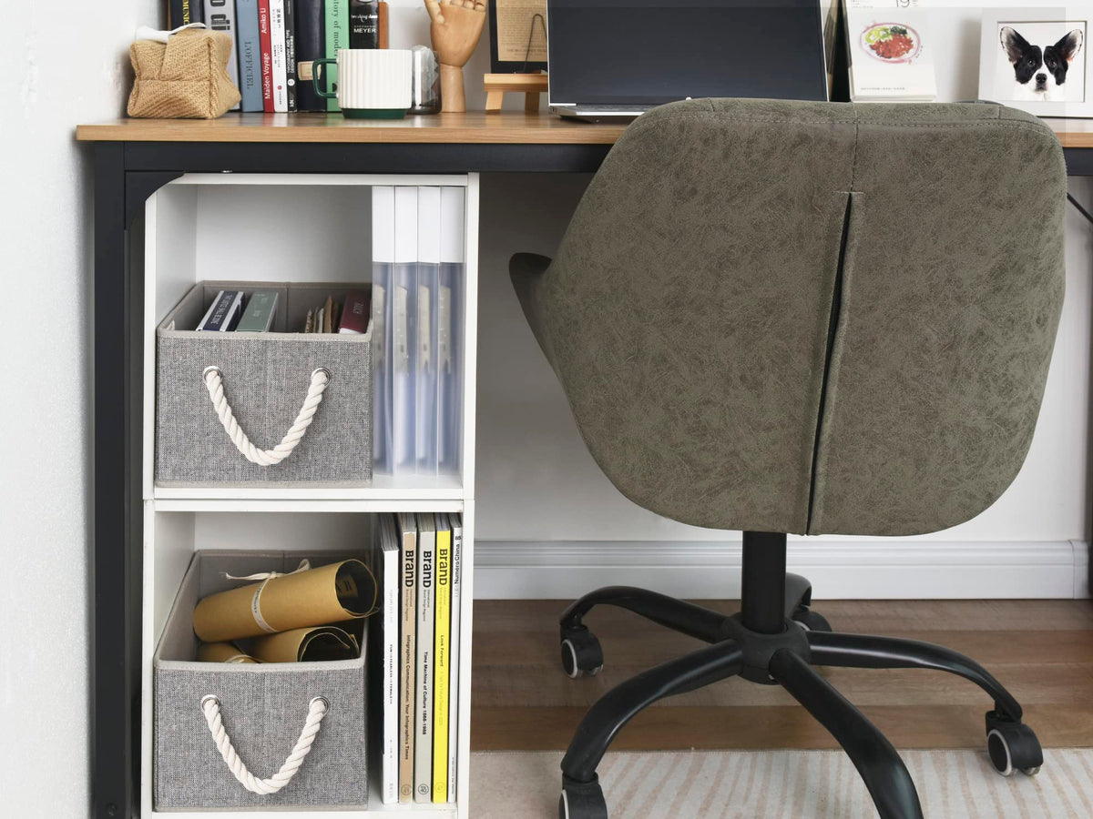 StorageWorks Storage Baskets for Shelves, Foldable Storage Boxes with Soft Handles, Fabric Organiser Boxes for Wardrobe