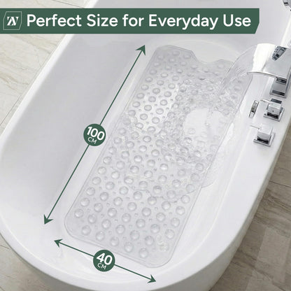 Zuvo Extra Long Bath Mat Non Slip Anti Mould, 100 x 40 cm, White