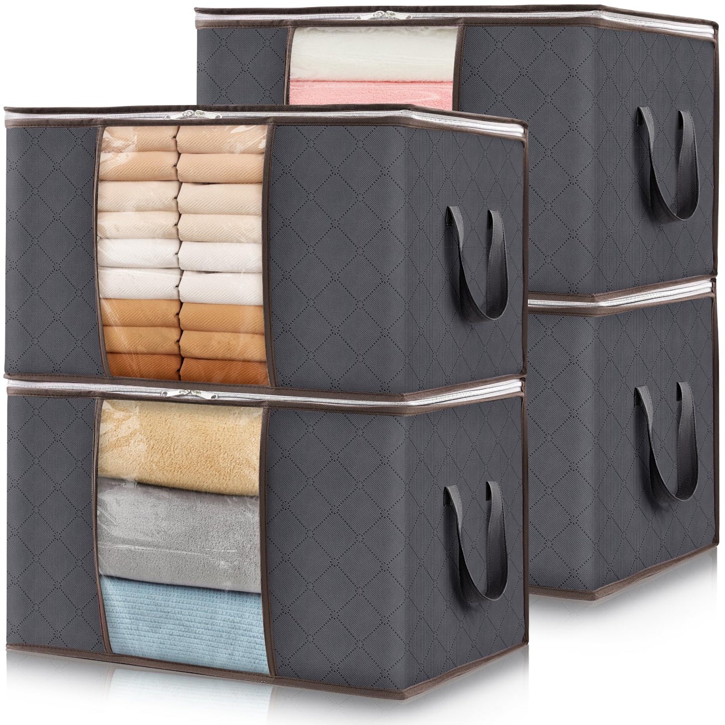 Lifewit 60L Clothes Storage Bags, Foldable Storage Box Moving Bags Wardrobe Storage Organiser Packing Boxes for Moving House with Clear Window for
