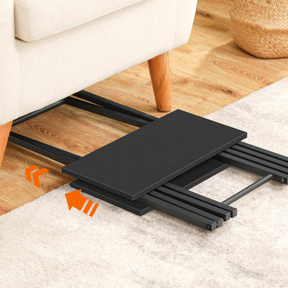 HOOBRO Folding Side Table, TV Tray Table for Eating, Small Industrial Sofa Snack Foldable Table for Small Spaces, Space-Saving, Black EBB27BZ01
