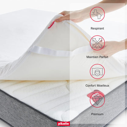 Pikolin Home Visco Elastic Hotel Topper Multiple Zone Mattress Topper 7 cm Thickness for 160 cm Beds, Removable and Breathable