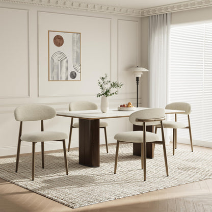 Dining Chairs Set of 4, Upholstered Dining Room Chairs with Ergonomic Curved Backrest, Metal Frame Kitchen Chairs