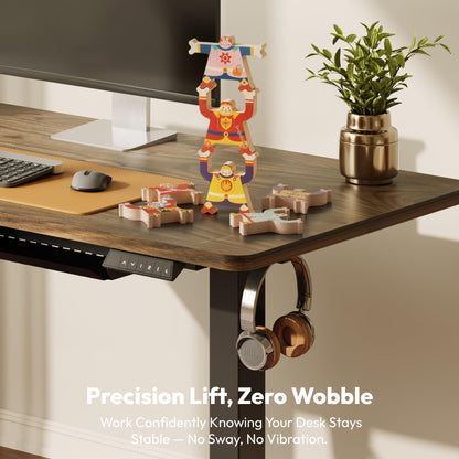 SANODESK Electric Standing Desk 140 * 60 Height Adjustable Desk With Memory Smart Panel Sit Stand Table With Cable Management for Home Office, Brown