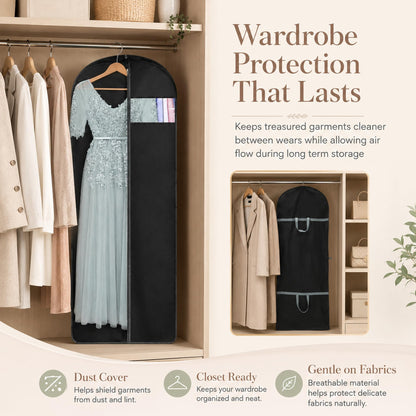 Dress Bags & Hanging Clothes Covers – 3 Pack 60x140cm Dustproof