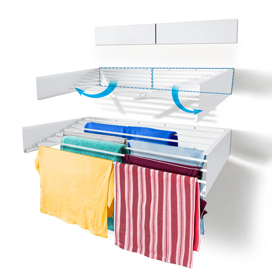 Step Up Laundry Drying Rack Airer - Indoor or Outdoor  Space Saver Compact Sleek Design, 8.4 metres line (120 cm White)