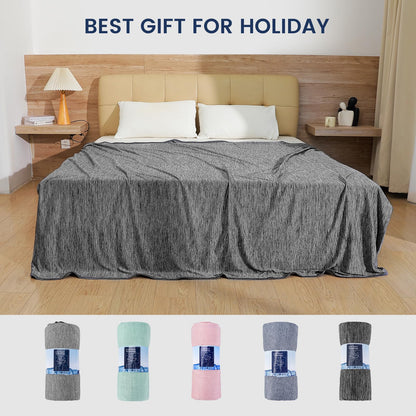 Danctec Cooling Blanket for Night Sweats, Summer Throw for Hot Sleepers, Q-Max>0.45 Cool Fiber for Bed Couch Sofa Travel Adult Kids, Lightweight,