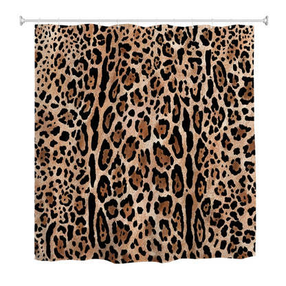 goodbath Leopard Print Shower Curtain 180x180 cm, Animal Pattern Cheetah Shower Curtains for Bathroom, Waterproof Fabric Bath Curtain with Hooks