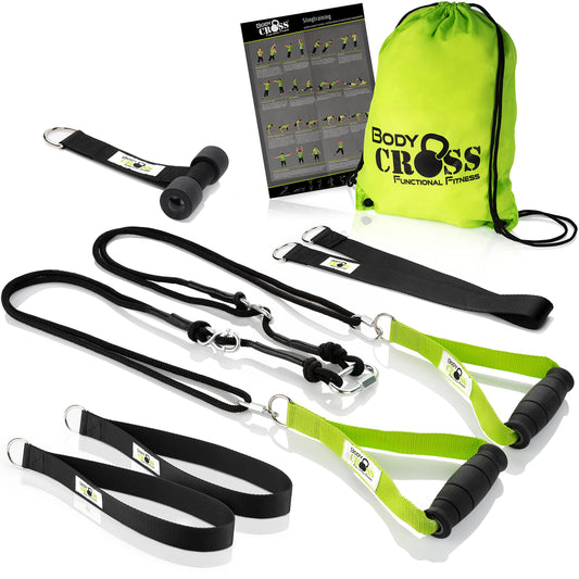 Premium sling trainer with door anchor and certificate (InBuB seal) including exercise post, training plan | handmade, lime without spacer (Basic)