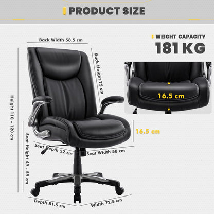COLAMY Big and Tall Office Chair 400lbs, Large Heavy Duty High Back Executive Computer Office Desk Chair Flip-up Arms Wide Thick Seat for Home Office