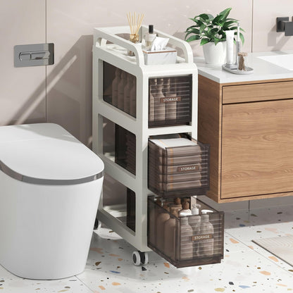 ZHYOCOGY Bathroom Storage with Drawers, 20cm Wide Slim Storage Cabinet