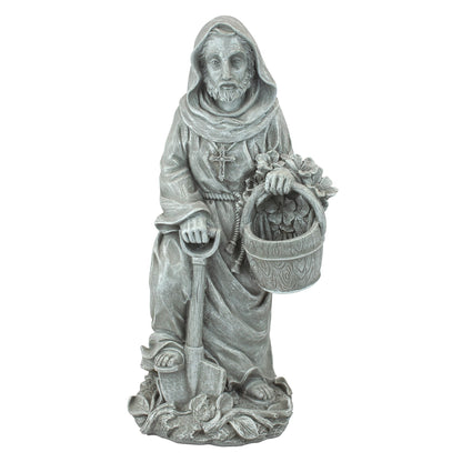 Design Toscano St. Fiacre, the Gardener's Patron Saint, Gothic Stone