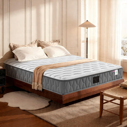 NineLan Orthopaedic Double Mattress 4FT6 for Back Pain Relief, 8.7 Inch Hybrid 5-Zone Pocket Sprung Mattress with Cooling Gel Memory Foam &
