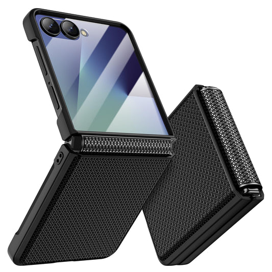 Doeshine for Samsung Galaxy Z Flip 7 Case [Not for Flip 7FE] with Back Screen Protector & Hinge Protection, Slim Fit Stylish Texture Non-Slip Hard