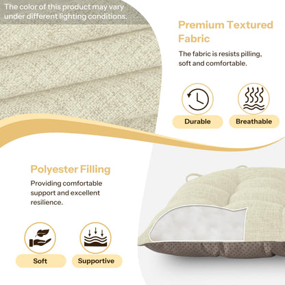FlyGulls Chair Cushions for Dining Chairs Set of 2 46x42x7.6 cm Beige