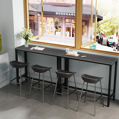 FATIVO 120cm Rectangular Bar Table Sintered Stone Marble Top, 105cm Height