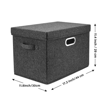 TYEERS Large Storage Box with Lid, Collapsible, Washable, Fabric Storage Box for Clothes, Wardrobe Storage, 44x30x29 cm, Set of 2, Black