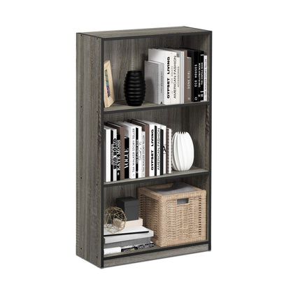 Furinno BASIC Book Shelf, 3-Tier Modern Bookshelf, Bookcase with Open Shelves, 9.3 x 21.8 x 39.5, for Living Room, Bedroom, Home Office