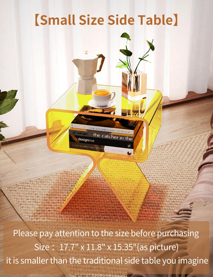 solaround Acrylic Side Table, No Assembly, 39 x 30 x 45 cm, Yellow