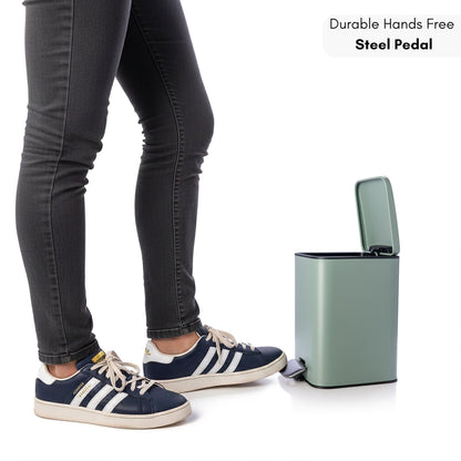 Erreke Bathroom Pedal Bin 3L, Green, Removable Inner Bucket, Modern Design