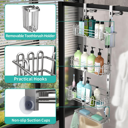HapiRm Over Door Shower Caddy - 4 Tier Adjustable Shower Caddy Hanging