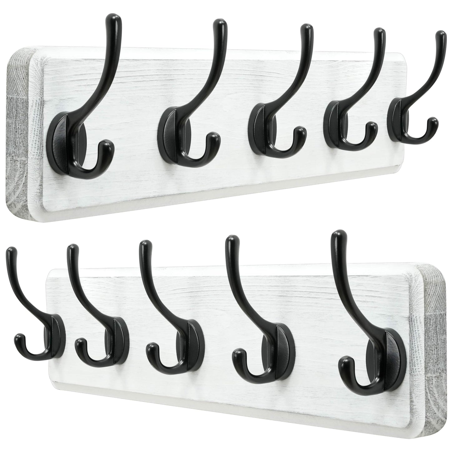 Dseap Coat Rack Wall: Patented, Heavy-Duty, 5-Double-Hooks Wooden Wall Mounted Coat Rack Coat Hanger Hook Rail for Winter Coats Hat Jacket Clothing