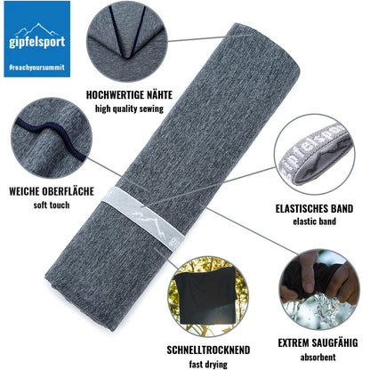 gipfelsport Microfibre Towel | Grey | XL(180x80cm)