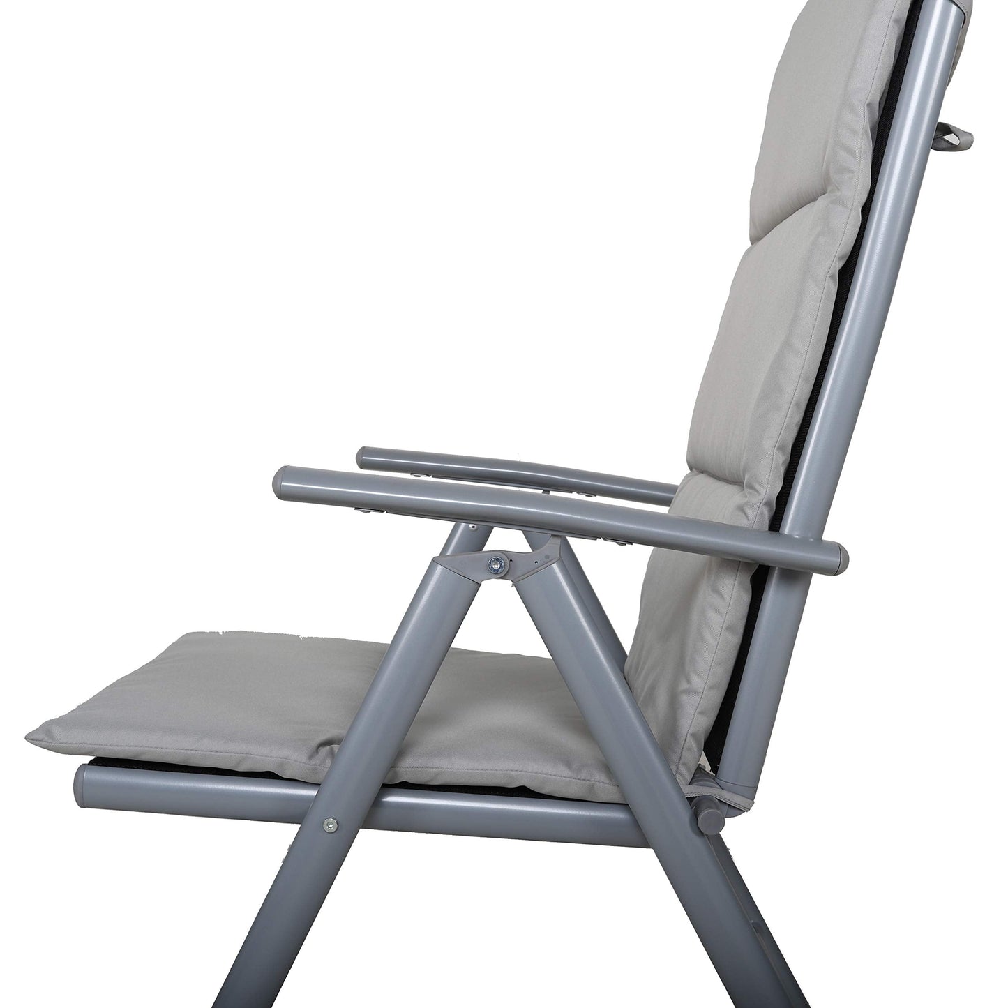 Chicreat Camping Folding Chairs with Upholstery, Set of 2, Silver/Grey