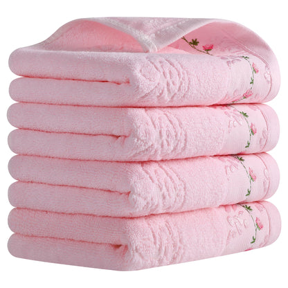 HMETOL Soft Absorbent Floral Embroidered Hand Towels for Bathroom Kitchen