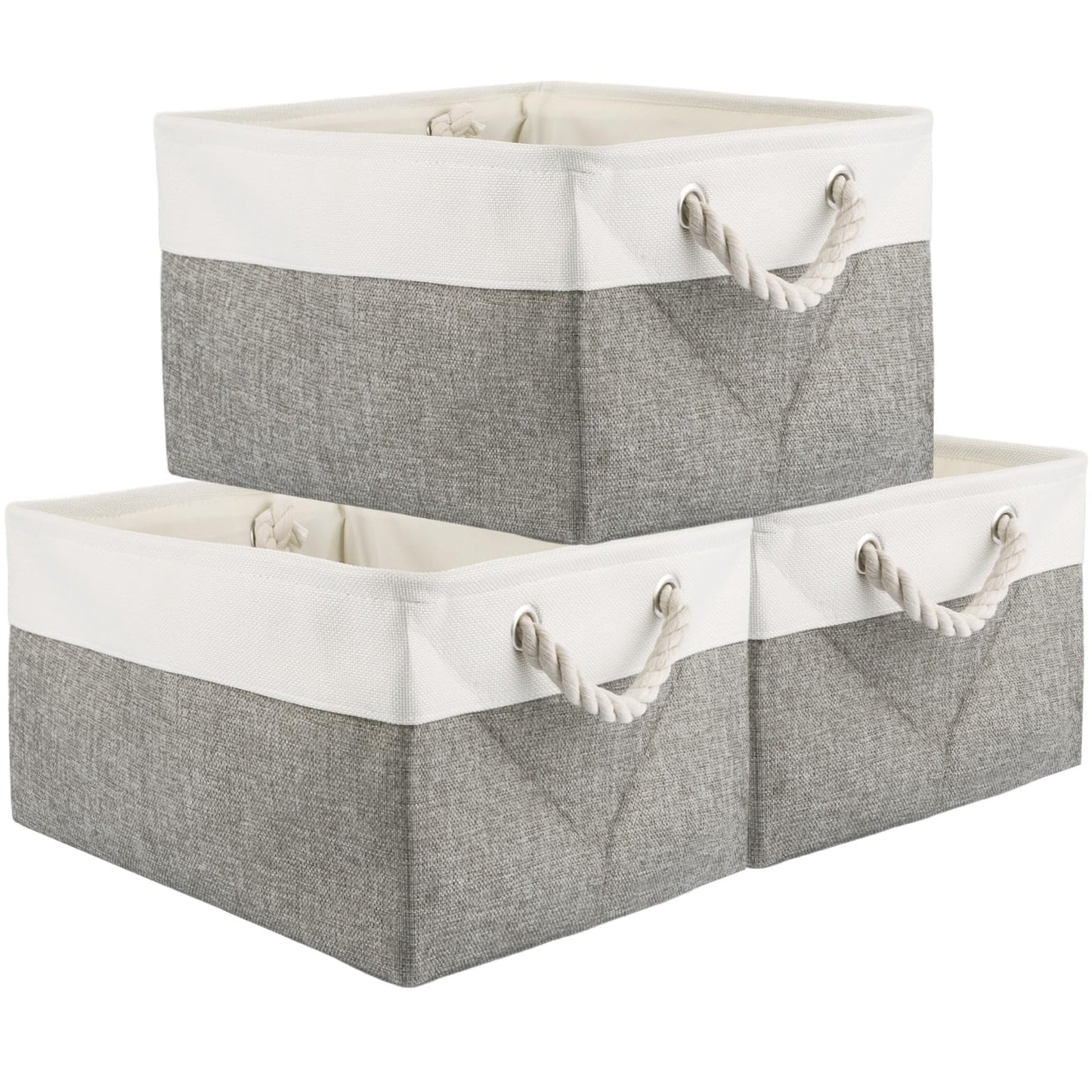 ASelected 3Pcs Large Storage Box 41X31X20Cm Storage Basket With Handle Foldable Storage Box For Home Organizer For Toys Clothes Office Products Grey